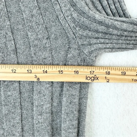 Anthropologie Sweater Dress Womens Small Gray Yellow Rib Knit Bell Sleeves - Picture 12 of 13